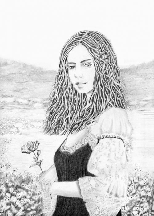 Jeune femme au coquelicot