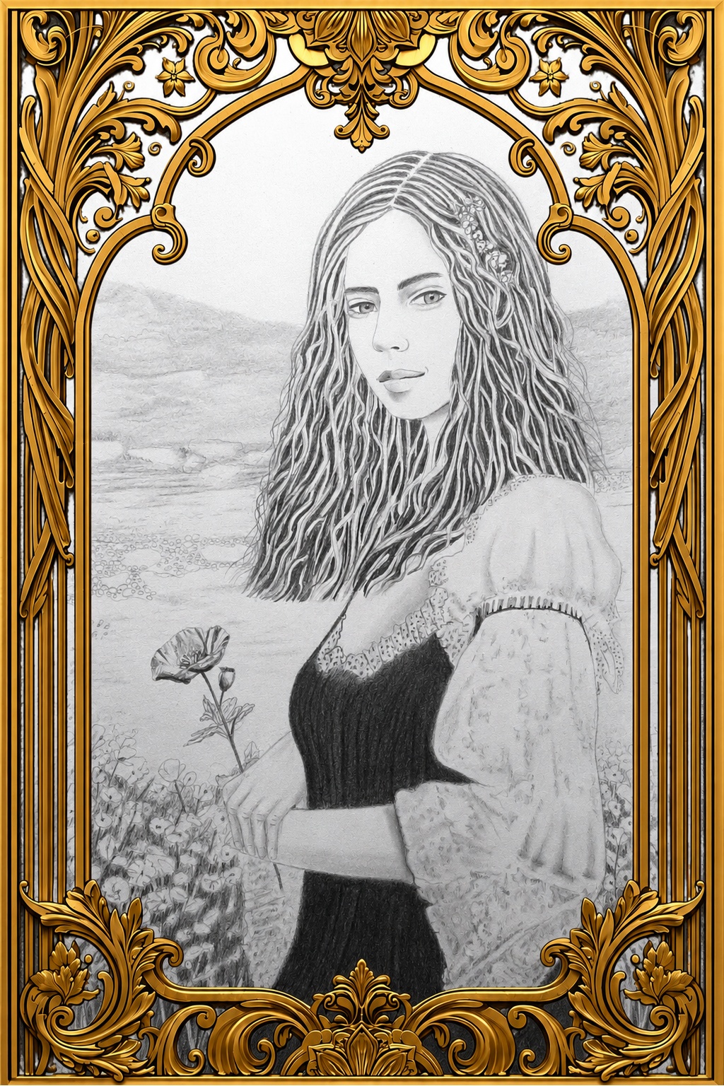 Jeune femme au coquelicot - DAM KAT