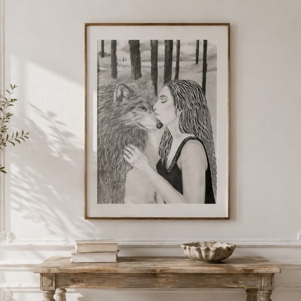 Le baiser du loup dessin de DAM KAT Artiste peintre