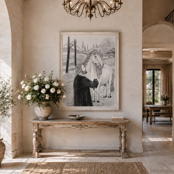l'homme et son cheval DAM KAT Dessin original Atelier Paris Bretagne