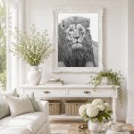 Le vieux lion dessin en noir et blanc oeuvre originale paris bretagne DAM KAT artiste peintre