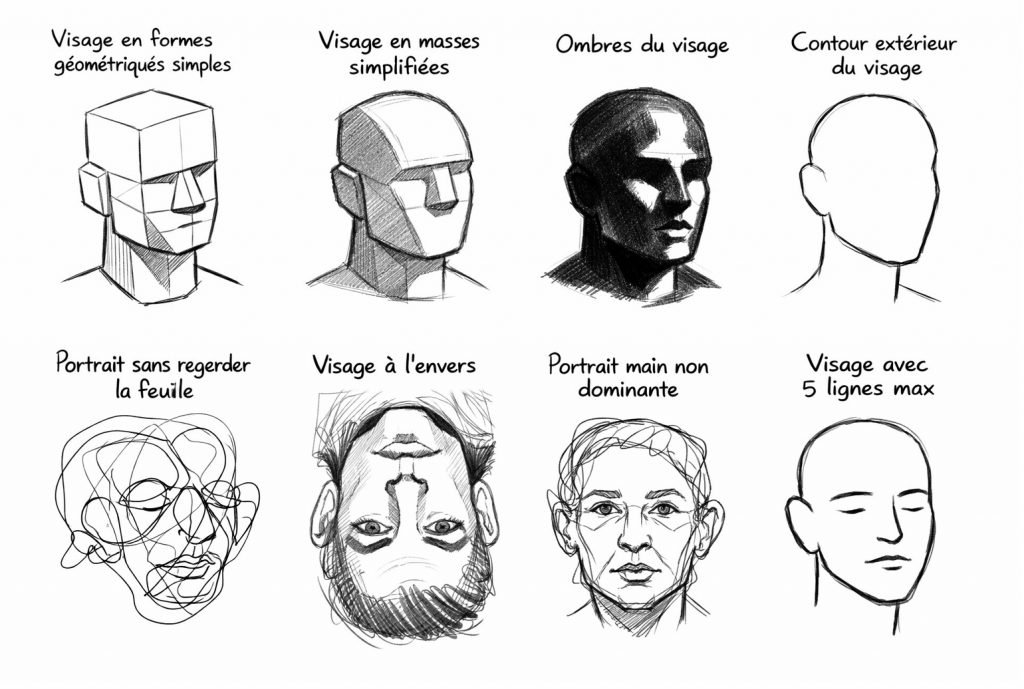 8 Exercices Portraits en esquisse