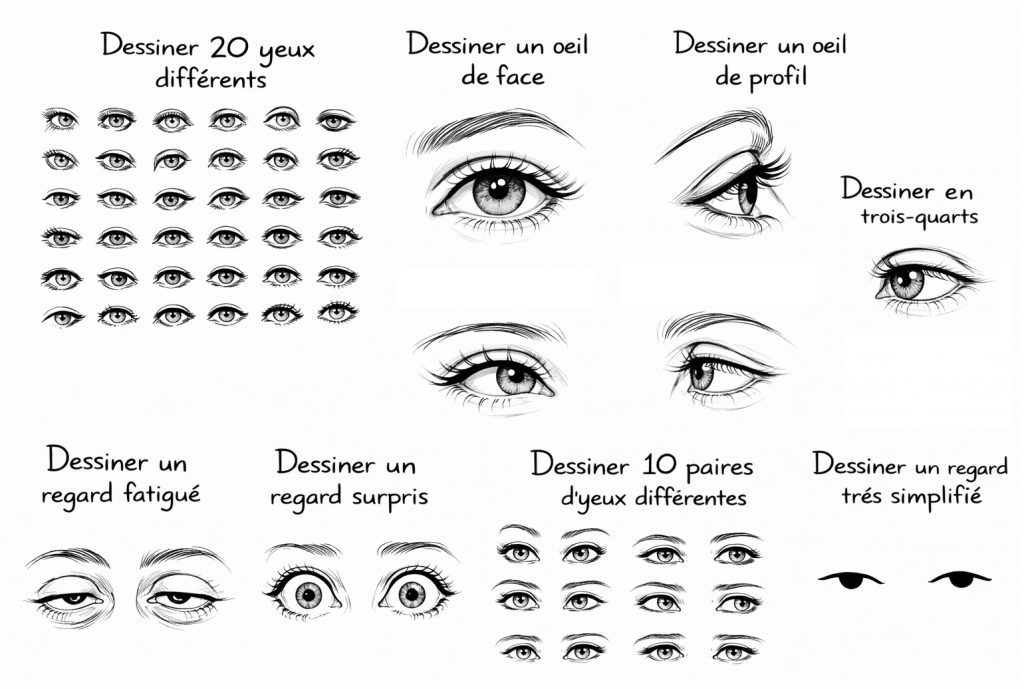 8 Exercices Dessiner des yeux