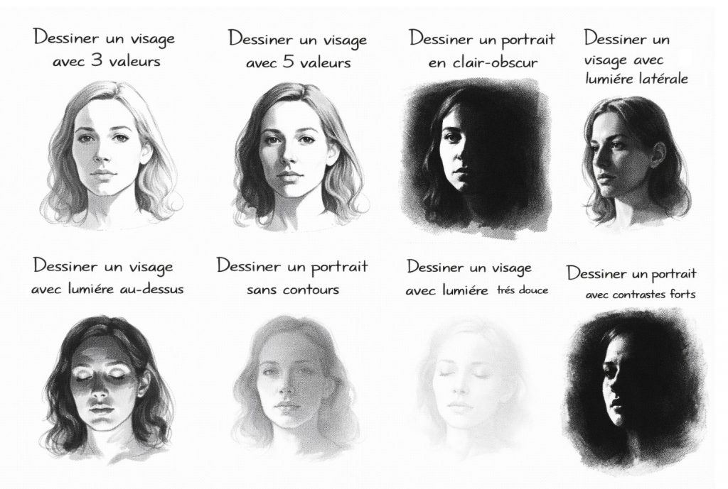 8 Exercices Dessiner un visage