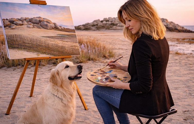 Avec MAYA à Tregastel DAM KAT Atelier de dessin et peinture