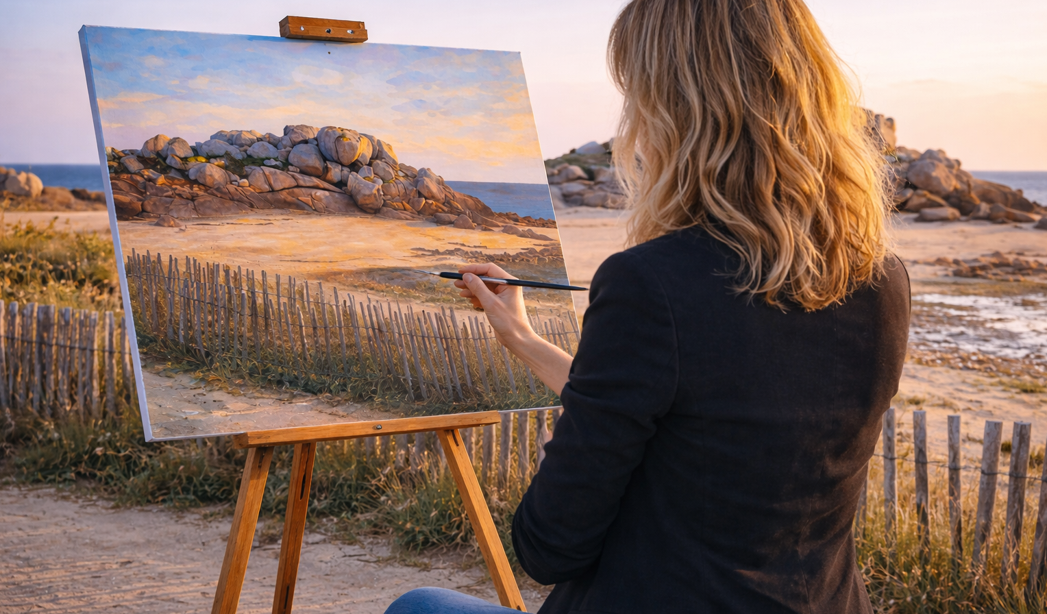 DAM KAT En atelier de peinture à TREGASTEL Ile de renote STAGE