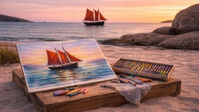 Dessin à la plage TREGASTEL