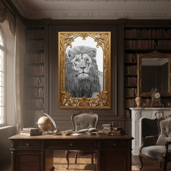 Le Lion, dessin de DAM KAT exposé dans un salon