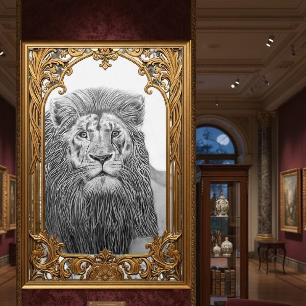 Le Vieux Lion Exposé dans un Musée