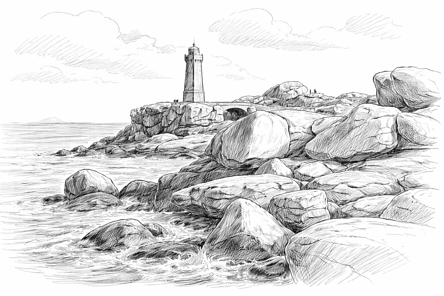 Paysage de PLOUMANACH Le Phare nb Paysage de PLOUMANACH Le Phare nb