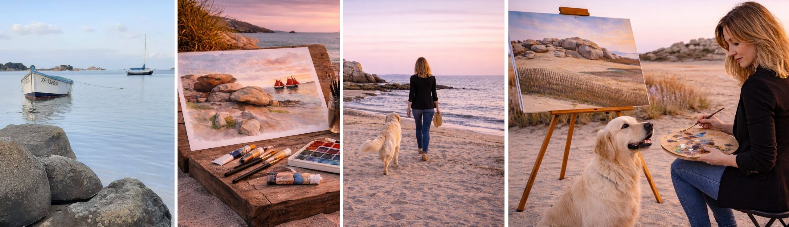Seance de Peinture à Trégastel sur la plage avec DAM KAT Artiste Peintre
