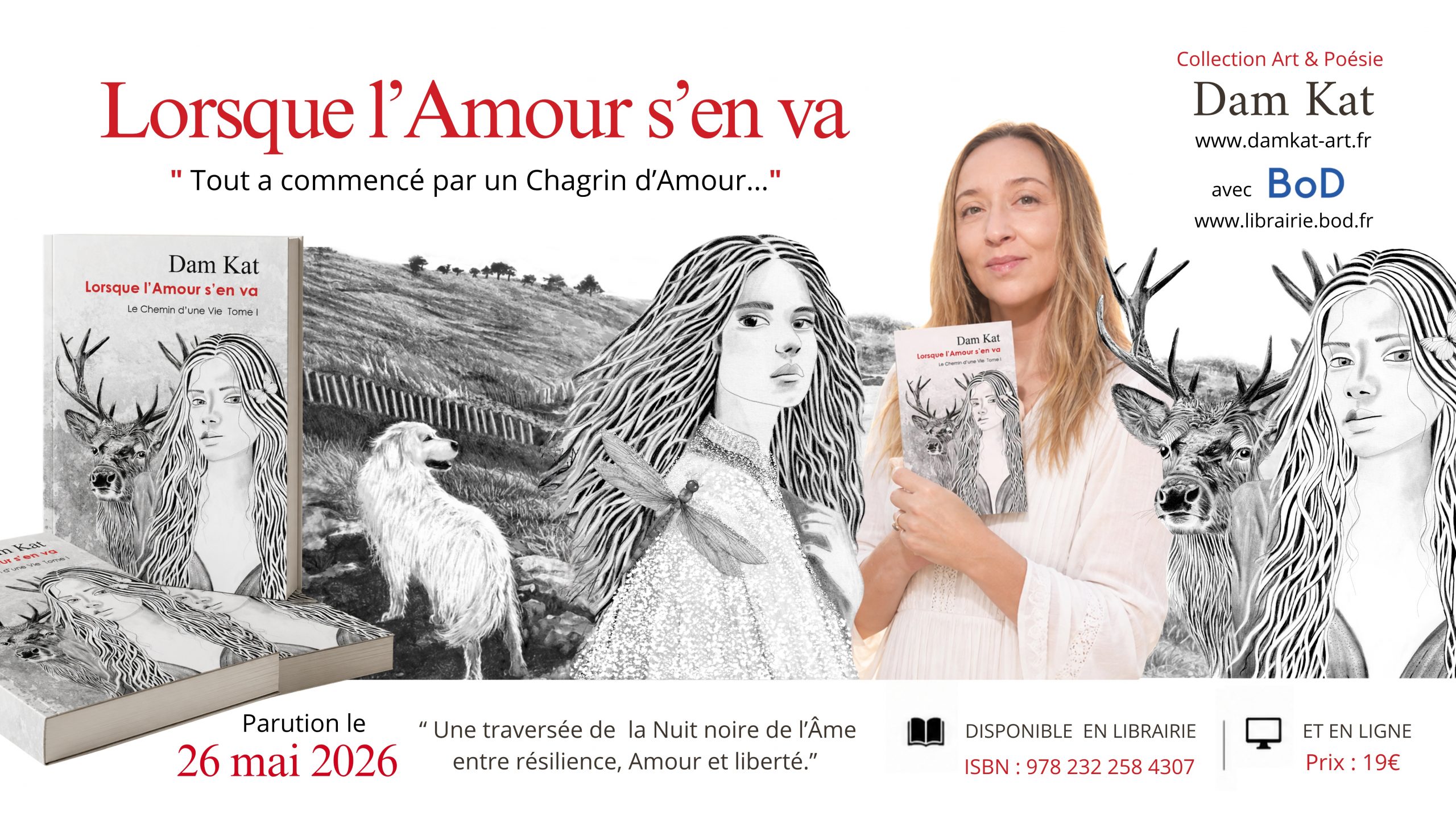 AFFICHE SORTIE DU LIVRE DAM KAT LORSQUE L'AMOUR S'EN VA 2026 jpg