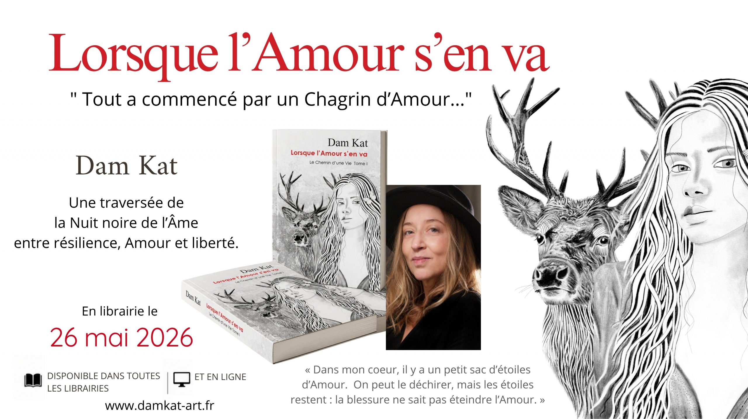 Affiche pour la sortie du livre de poésie de DAM KAT artiste peintre auteure musicienne - Bretagne