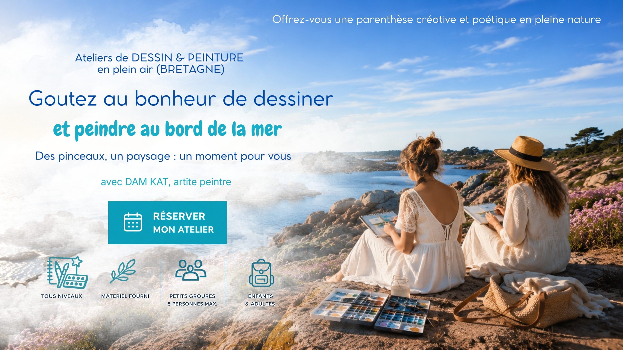 Atelier de dessin et de peinture au bord de la mer avec DAM KAT Artiste peintre7