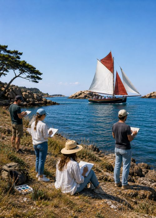 Dessiner et Peindre à l'Ile de Bréhat avec DAM KAT Artiste peintre