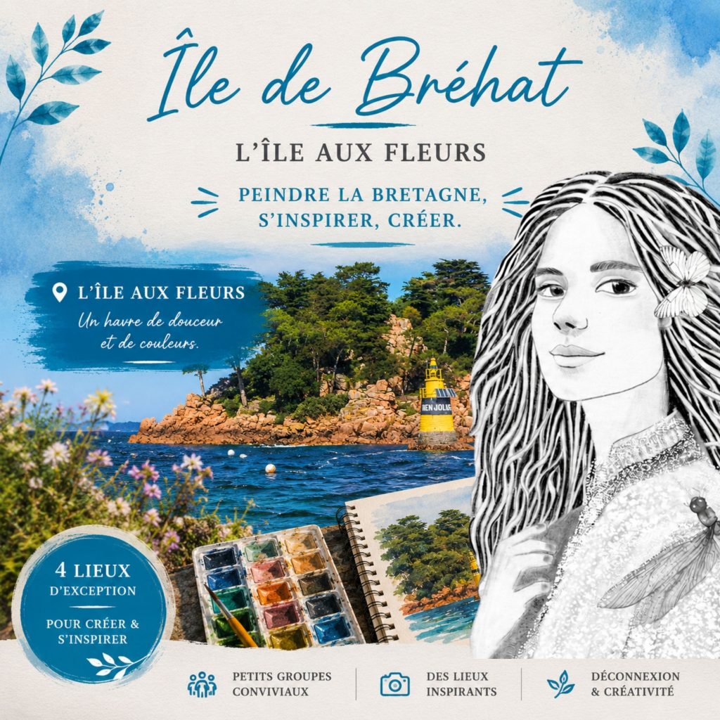 Ile de Bréhat Cours de dessin et peinture en plein air au bord de mer