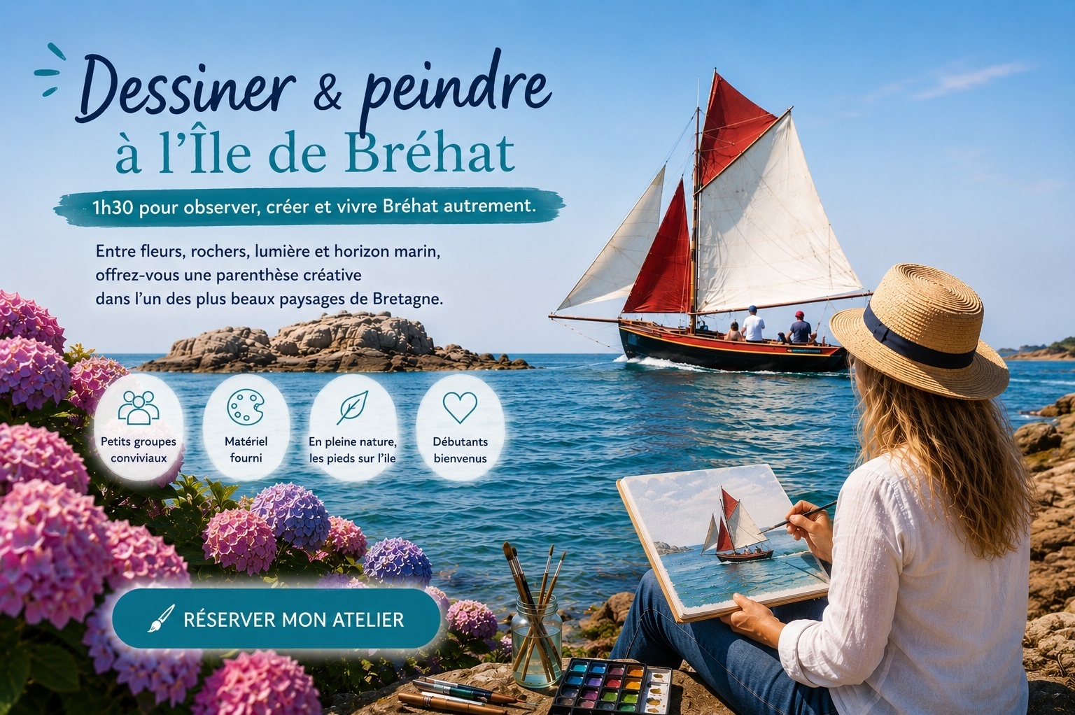 Peindre à Bréhat avec DAM KAT Artiste peintre
