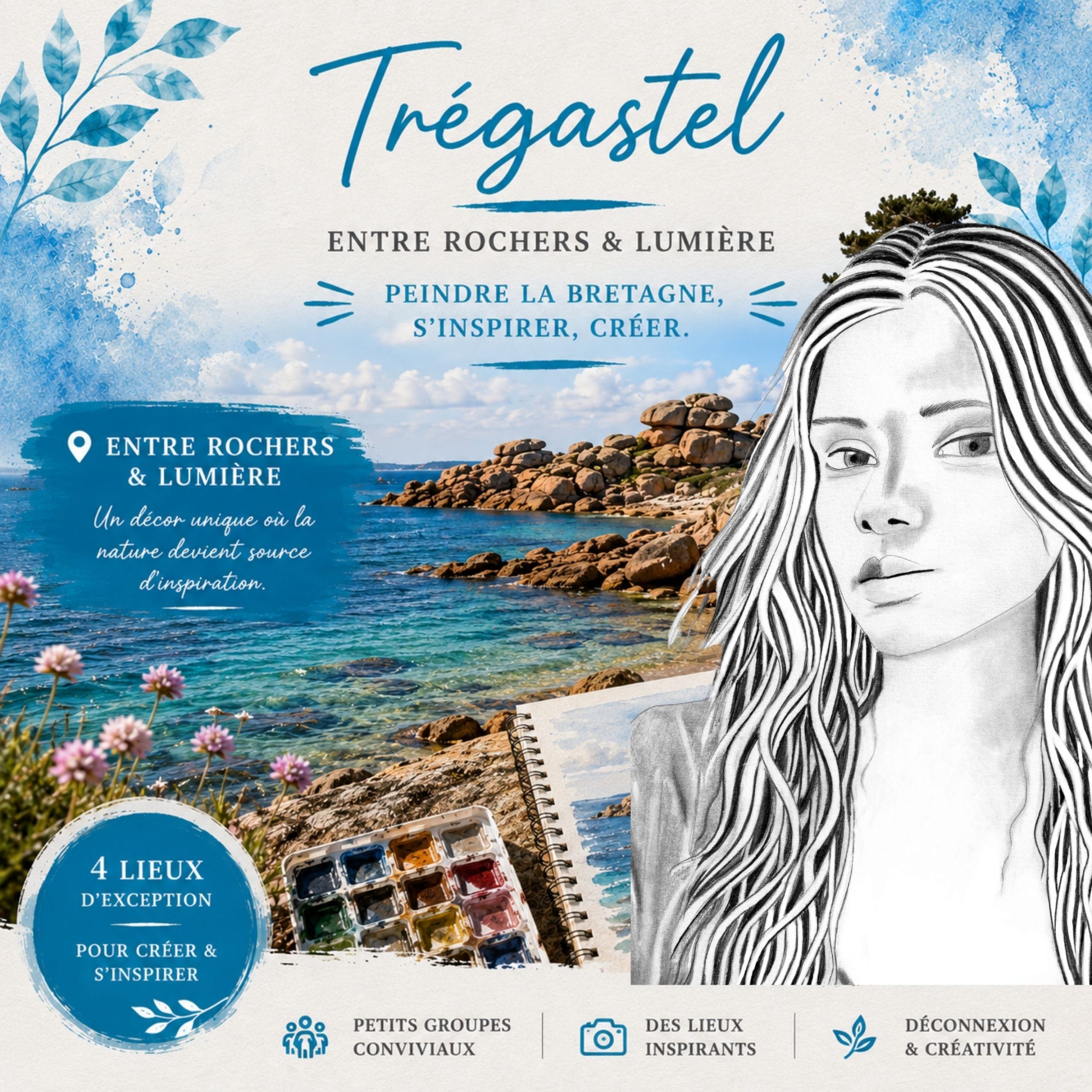 dessin et peinture à trégastel