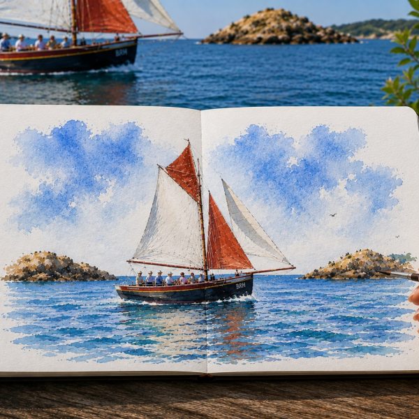 Aquarelle bateau bréhat