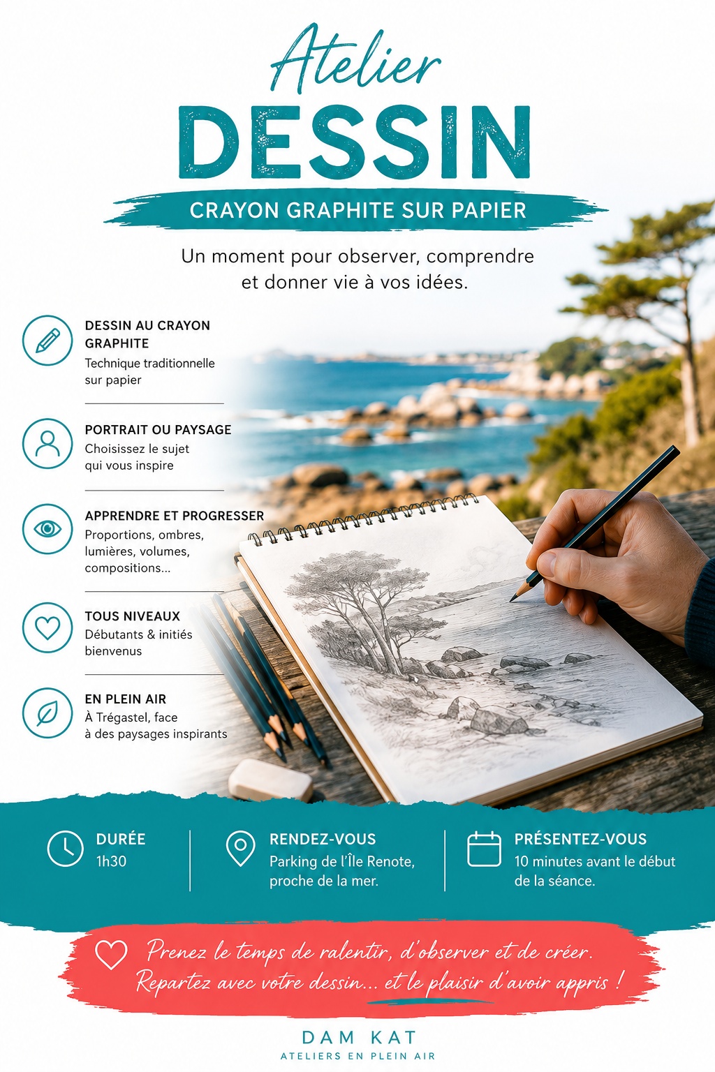 Atelier de DESSIN à Trégastel