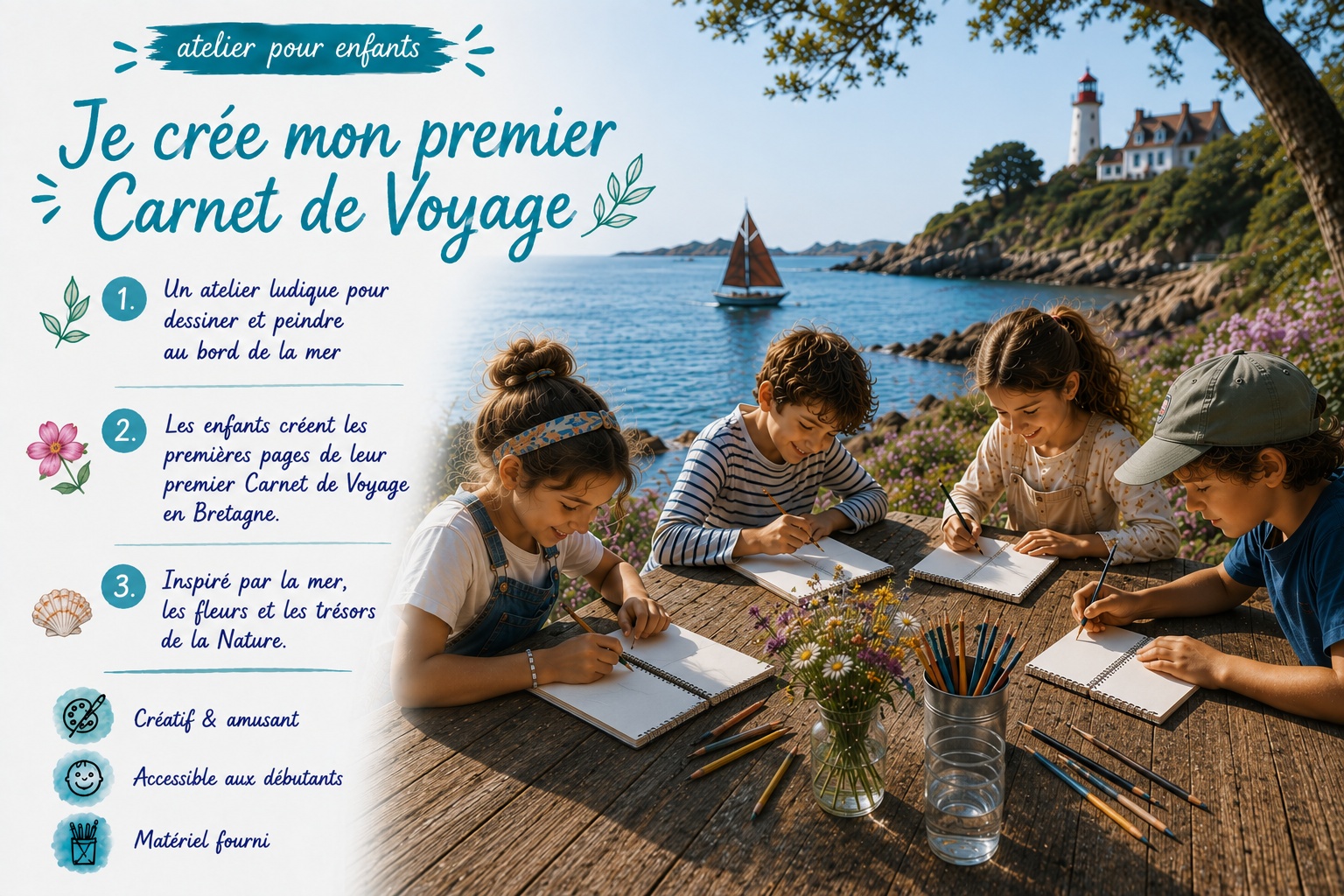 Atelier pour enfants Brehat tregastel ploumanach perros guirec dessin peinture