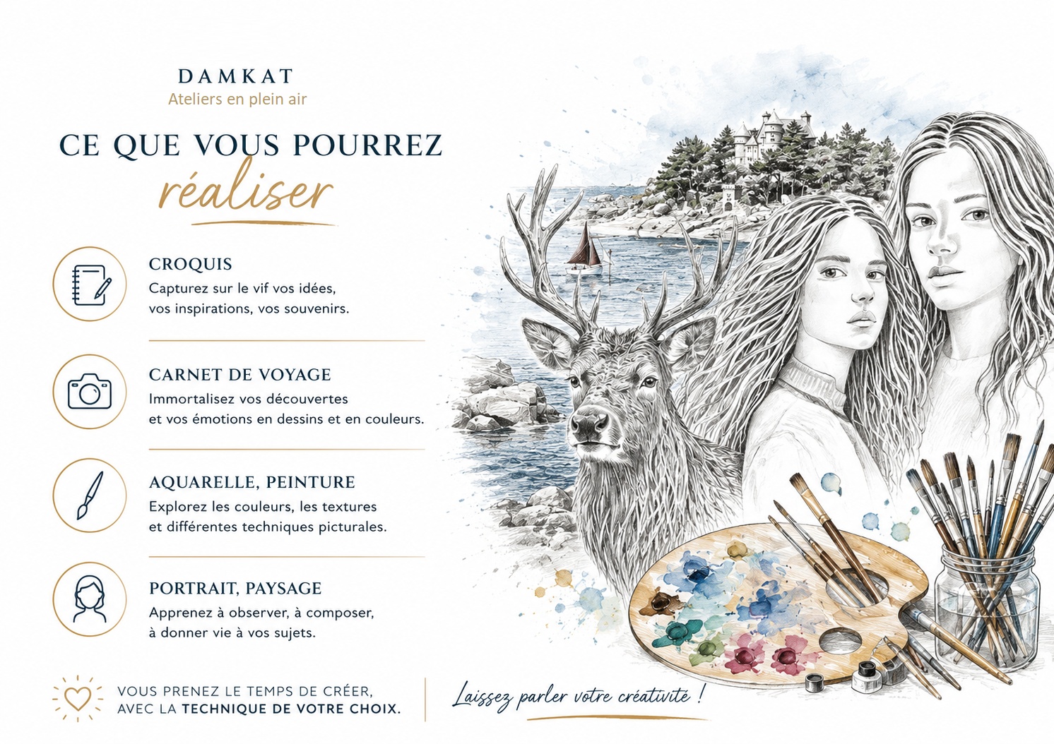 Ateliers dessin peinture tregastel lannion perros guirec ploumanach guingamp