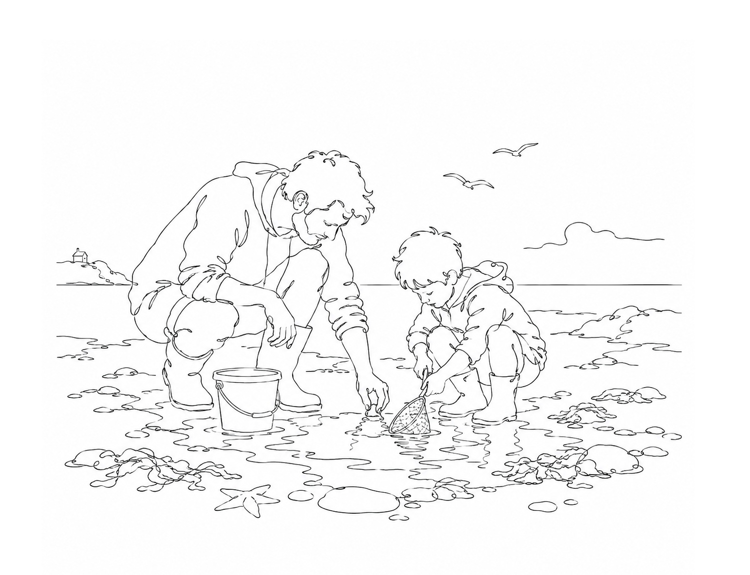 Papa et son fils à la peche