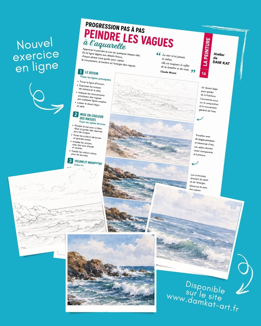 Peindre les vagues dessin peinture bretagne perros ploumanach tregastel brehat