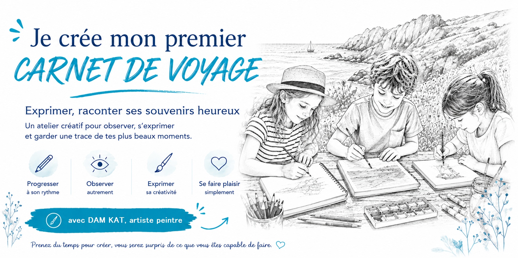 mon premier carnet de voyage en bretagne atelier pour enfant avec dam kat artiste peintre