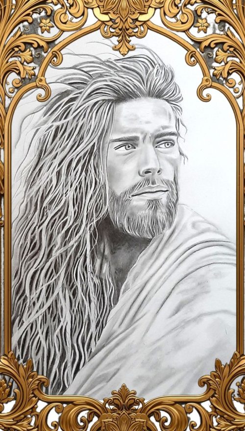 Le Veilleur de l'Aube, dessin en noir et blanc de DAM KAT artiste peintre en Bretagne