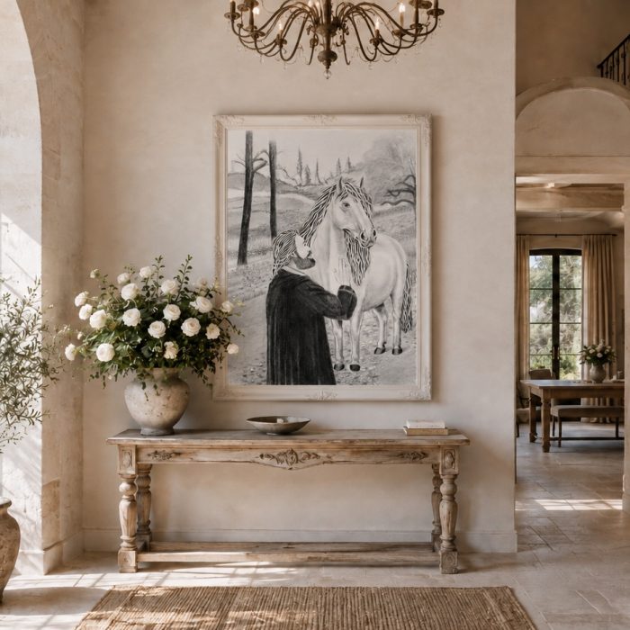 l'homme et son cheval DAM KAT Dessin original Atelier Paris Bretagne